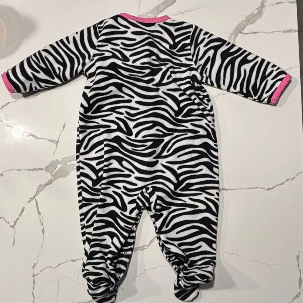 Carter's | Infant Baby Girls Footed Fleece Zebra Print Sleeper Pajamas Footie 6M